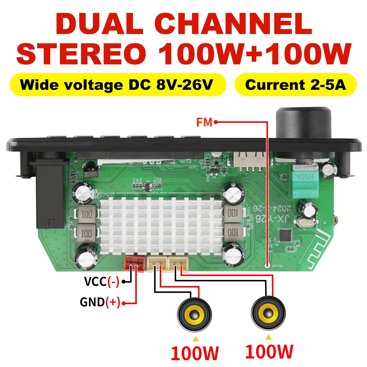 ARuiMei Carte Décodeur Amplificateur DIY TPA3116 Bluetooth 5.0 50W/200W MP3 FLAC USB TF FM – CLEVI Paris