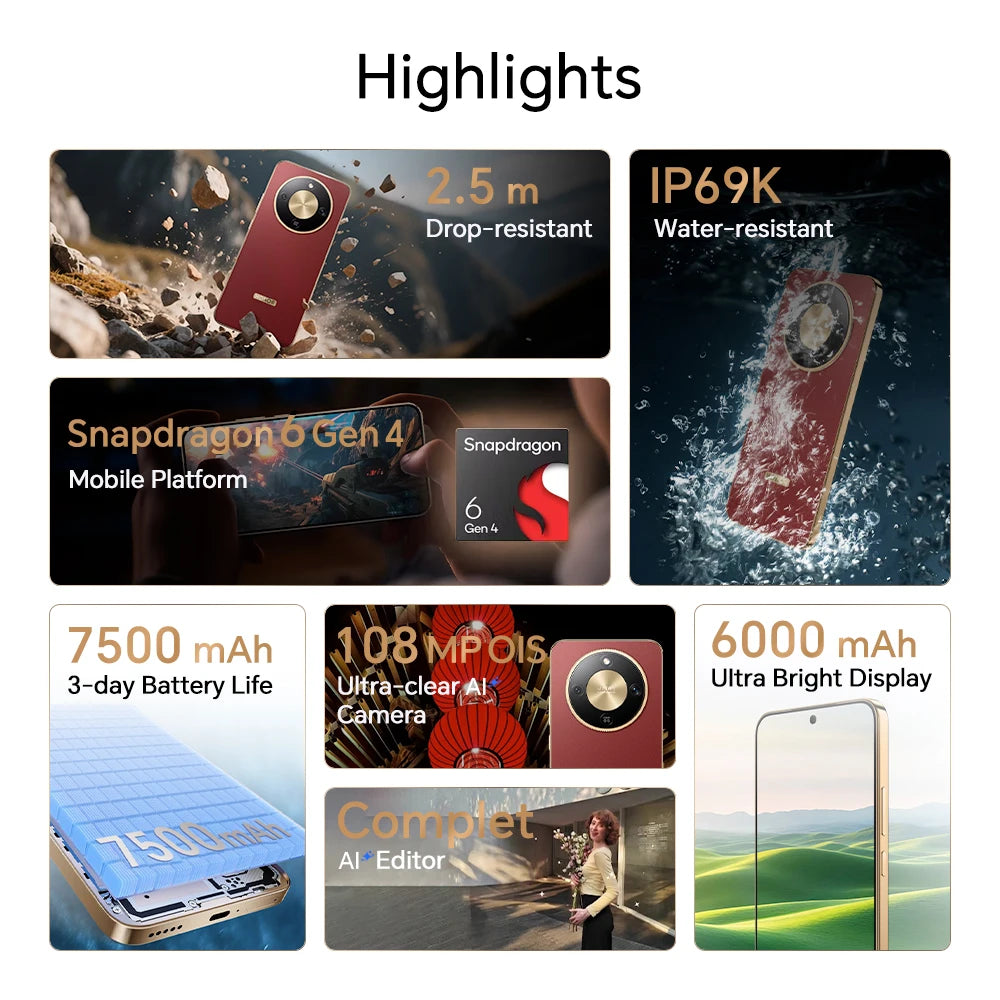 HONOR Magic 8 Lite 5G AMOLED 7 500 mAh – CLEVI Paris