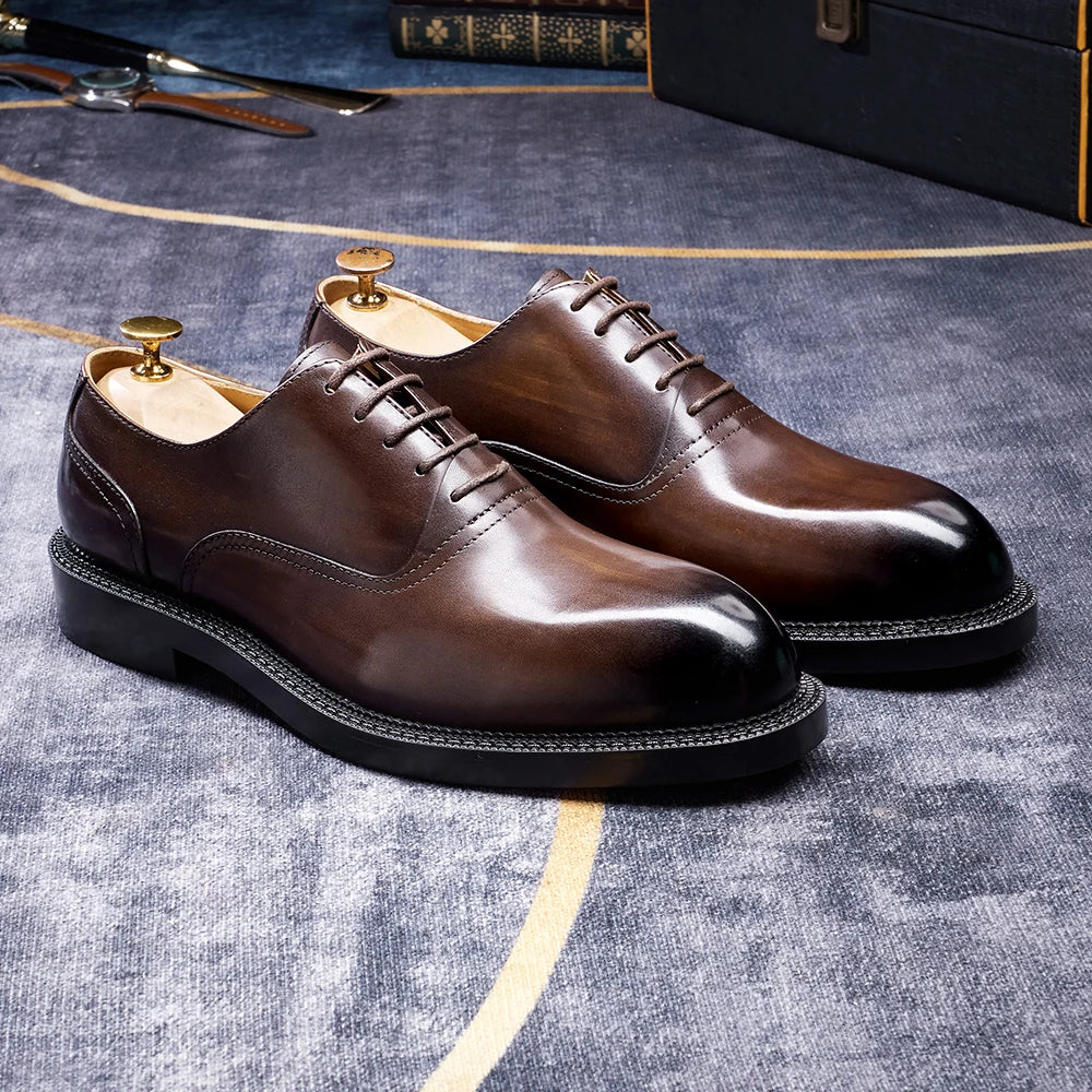 Oxford Wholecut Cuir Véritable Homme Respirant Rehaussant Bureau & Mariage – CLEVI Paris