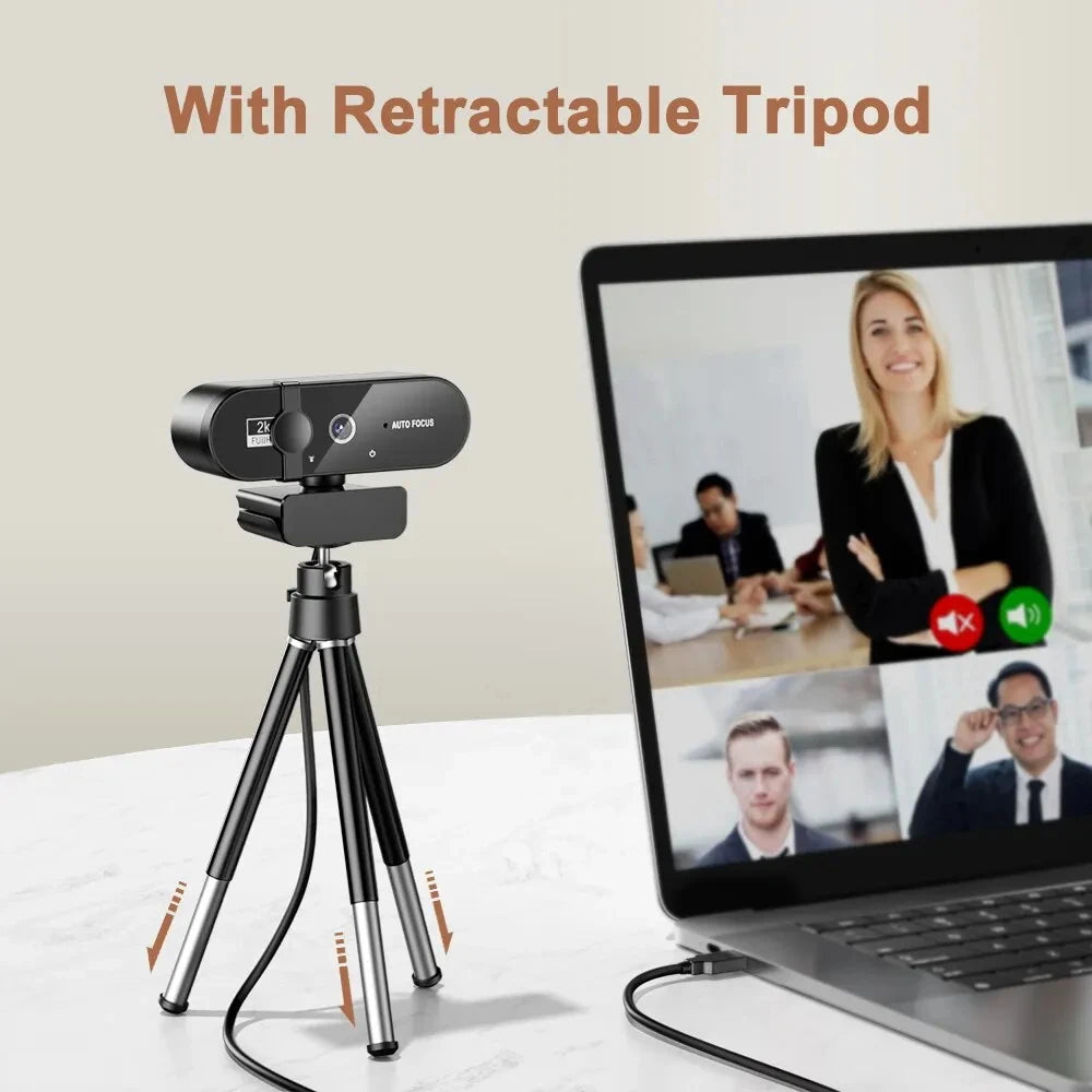 Webcam 4K Autofocus – Micro Intégré, USB, 30fps, Compatible PC & Mac, Visio & Streaming – CLEVI Paris