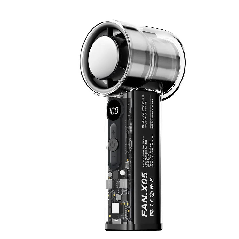 Ventilateur Portable Rechargeable 3000mAh – Refroidissement Semi-conducteur, 100 Vitesses, USB, Idéal Extérieur