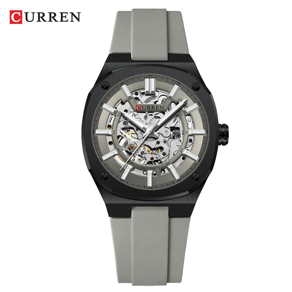 Montre Mécanique Automatique Homme CURREN 8485 – Cadran Squelette Silicone