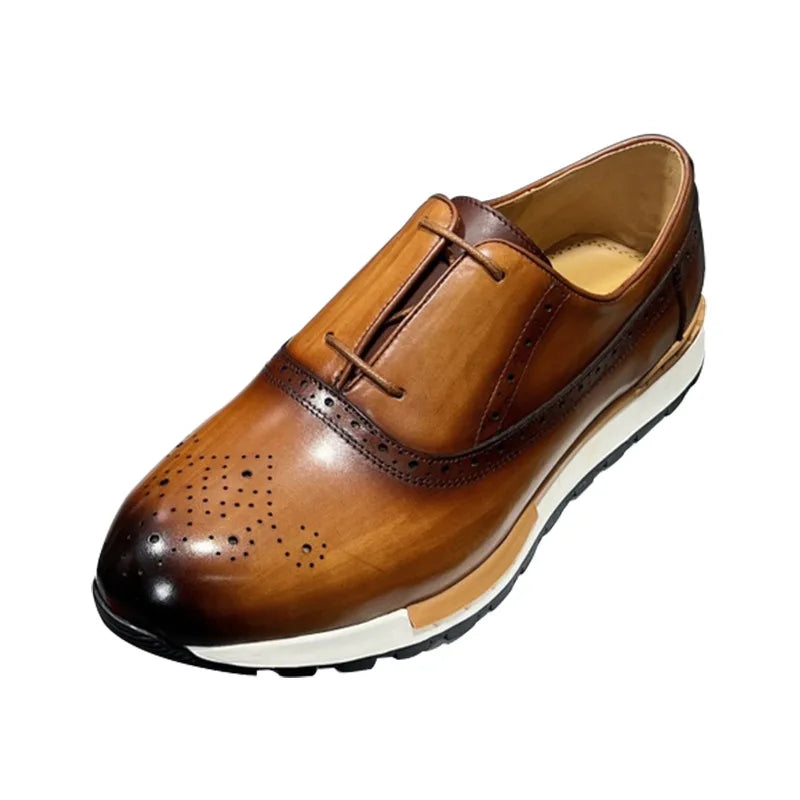 Sneakers Homme Cuir Véritable Brogue Oxford Respirant Lacets 6 Coloris – CLEVI Paris