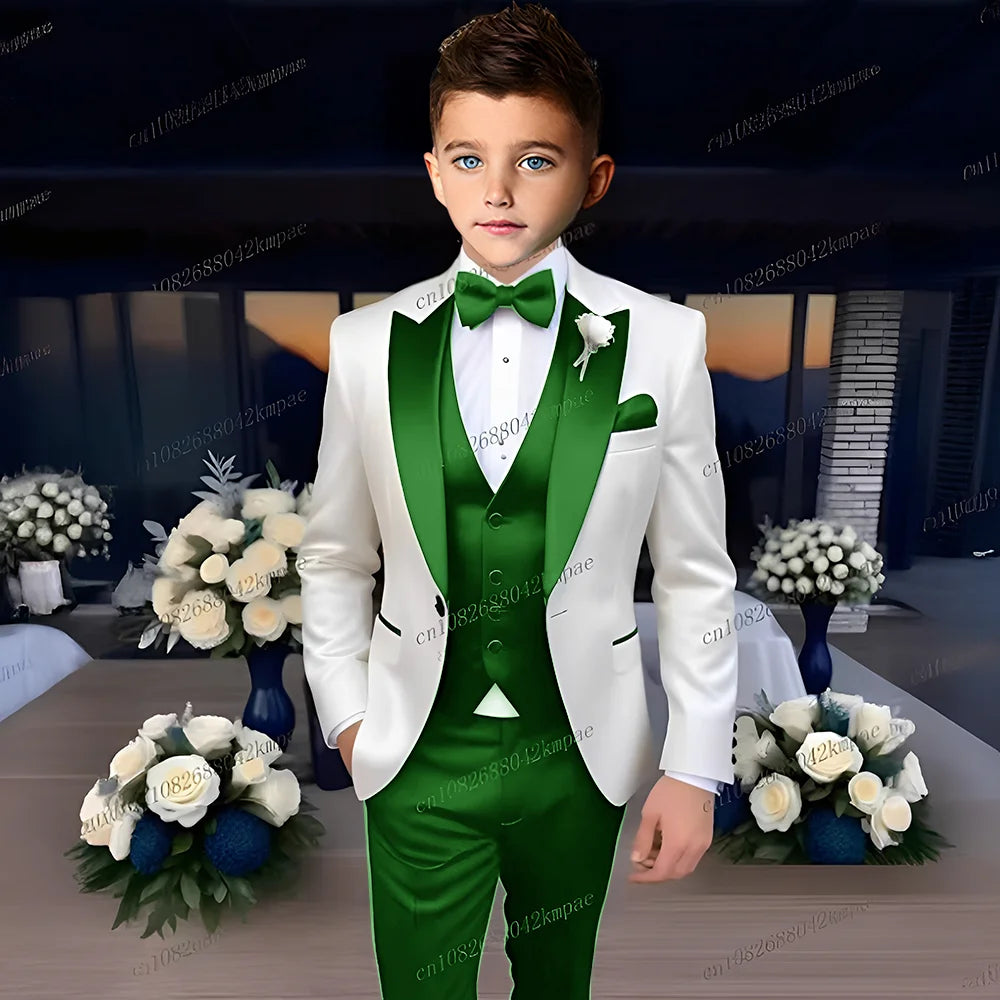 Costume 3 Pièces Garçon Mariage Cérémonie Blazer Gilet Pantalon 13 Coloris – CLEVI Paris