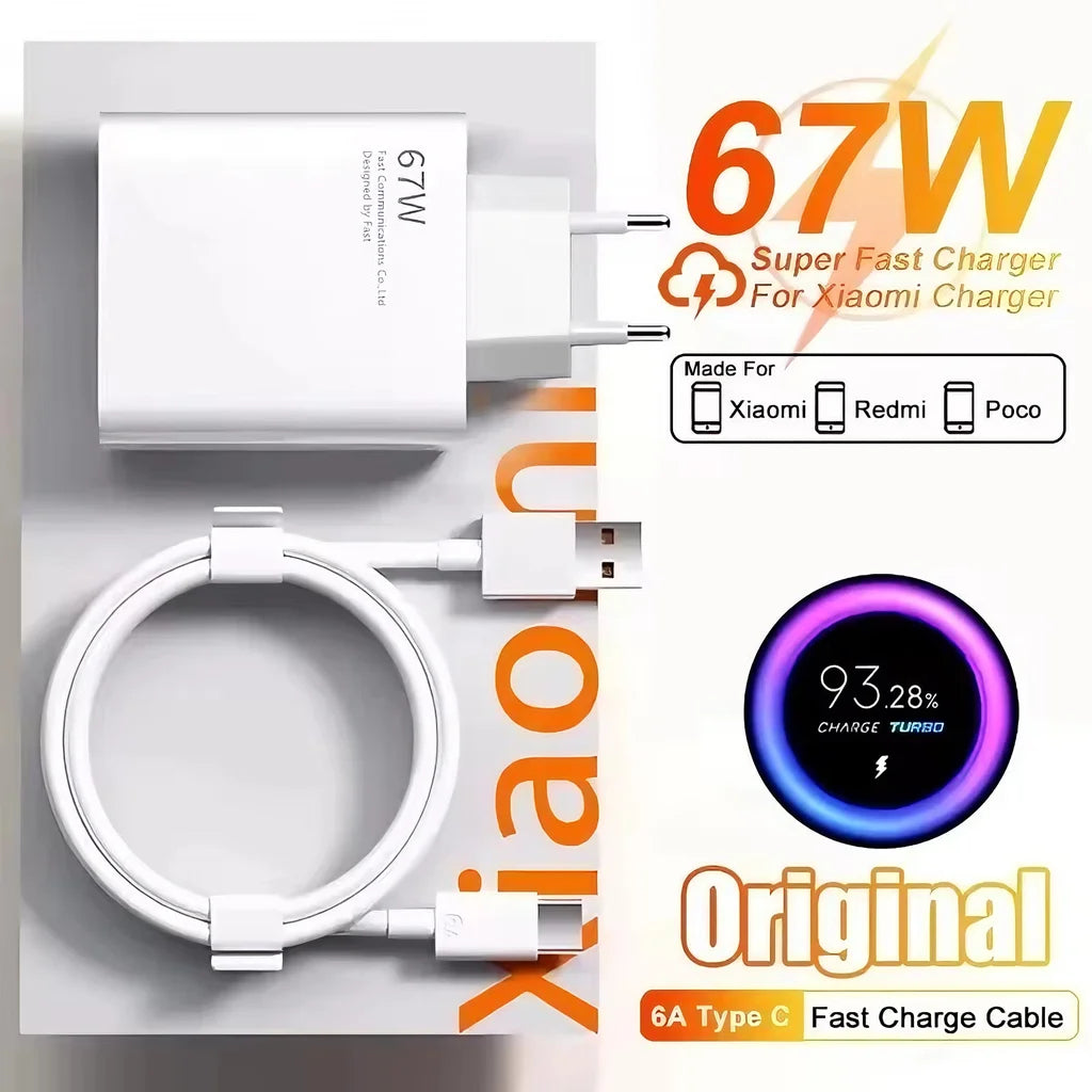 Chargeur Rapide 67W USB-C 6A Xiaomi Redmi POCO – CLEVI Paris