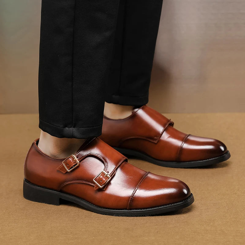 Loafers Homme Cuir Véritable Double Boucle | Slip-On Élégant Casual