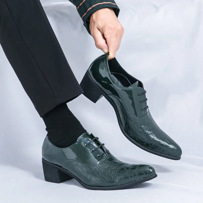Chaussures Homme Rehaussantes Cuir Verni Oxford Bout Pointu Mariage Casual – CLEVI Paris