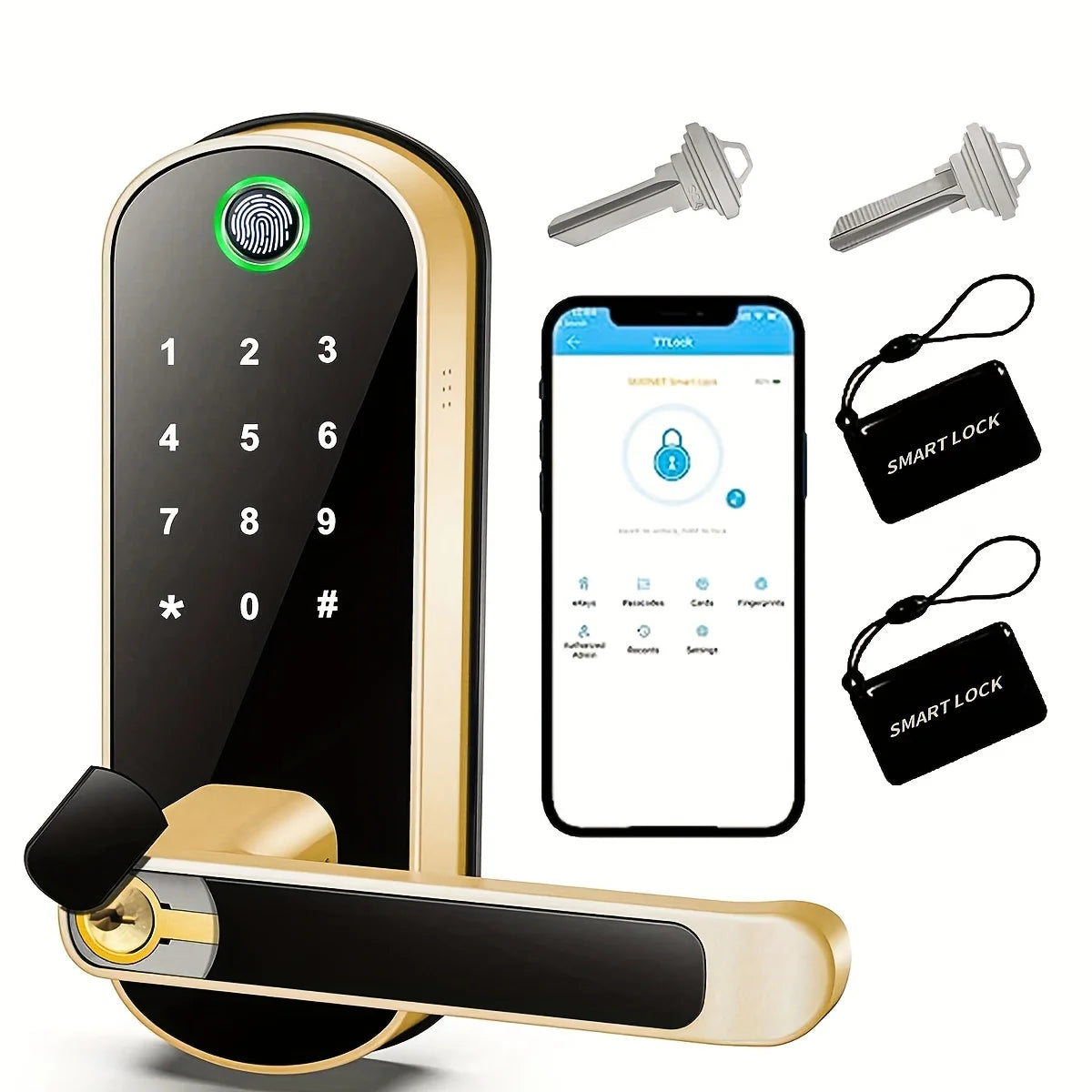 Serrure Connectée Empreinte Digitale L.AOL.AU B05 – WiFi, NFC, Tactile, IP67, 5-en-1