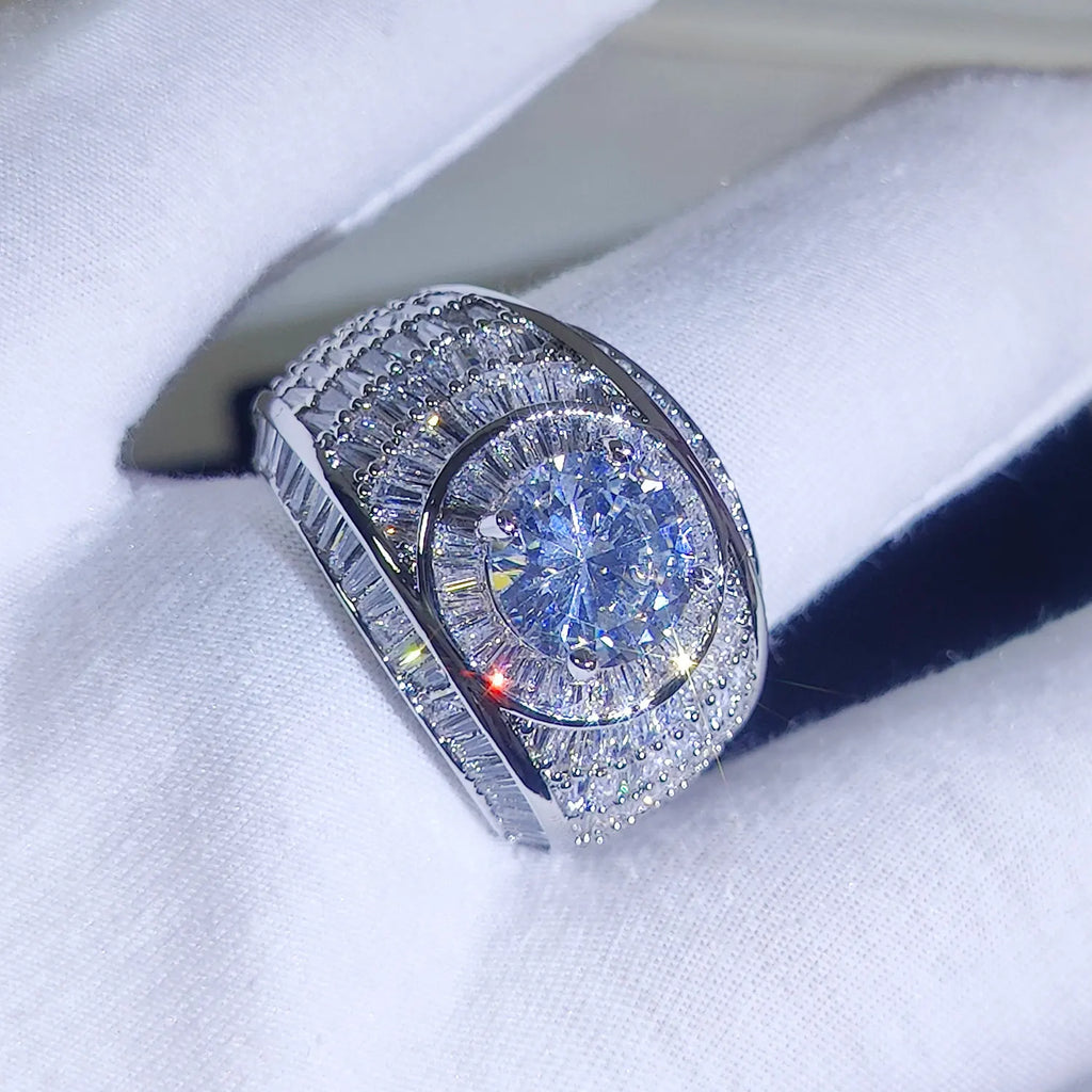 Bague Hip Hop Iced Out Zircon 5A – Cuivre Plaqué Argent ou Or 18K, Sertissage Griffe, Mixte, Tailles 7-11 – CLEVI Paris