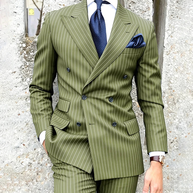 Costume 2 Pièces Homme Double Boutonnage Revers Pointu Slim Fit – CLEVI Paris