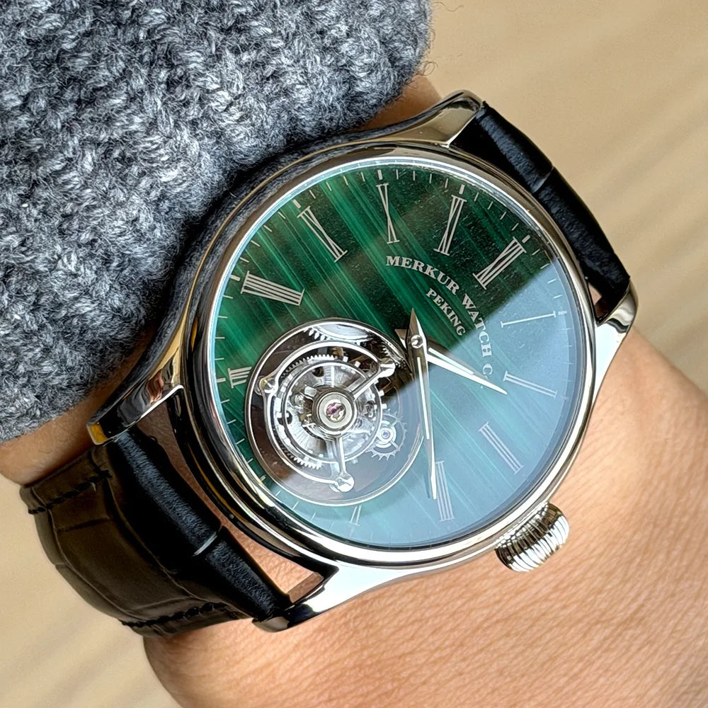 Montre Mécanique Tourbillon MERKUR Cadran Pierre Naturelle Saphir – CLEVI Paris