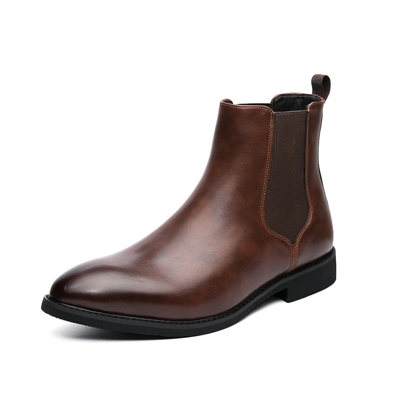 Chelsea Boots Homme Style Britannique Bout Pointu Slip-On | PU Fait Main 2 Coloris