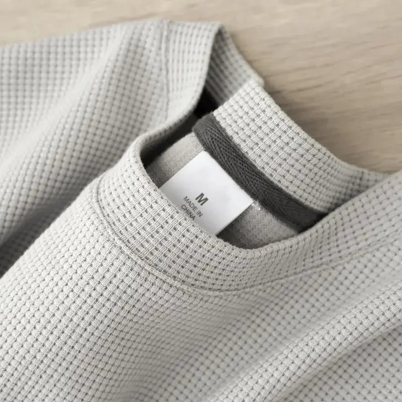 T-Shirt Homme Waffle Col Rond Manches Courtes – Respirant, Casual Été – CLEVI Paris