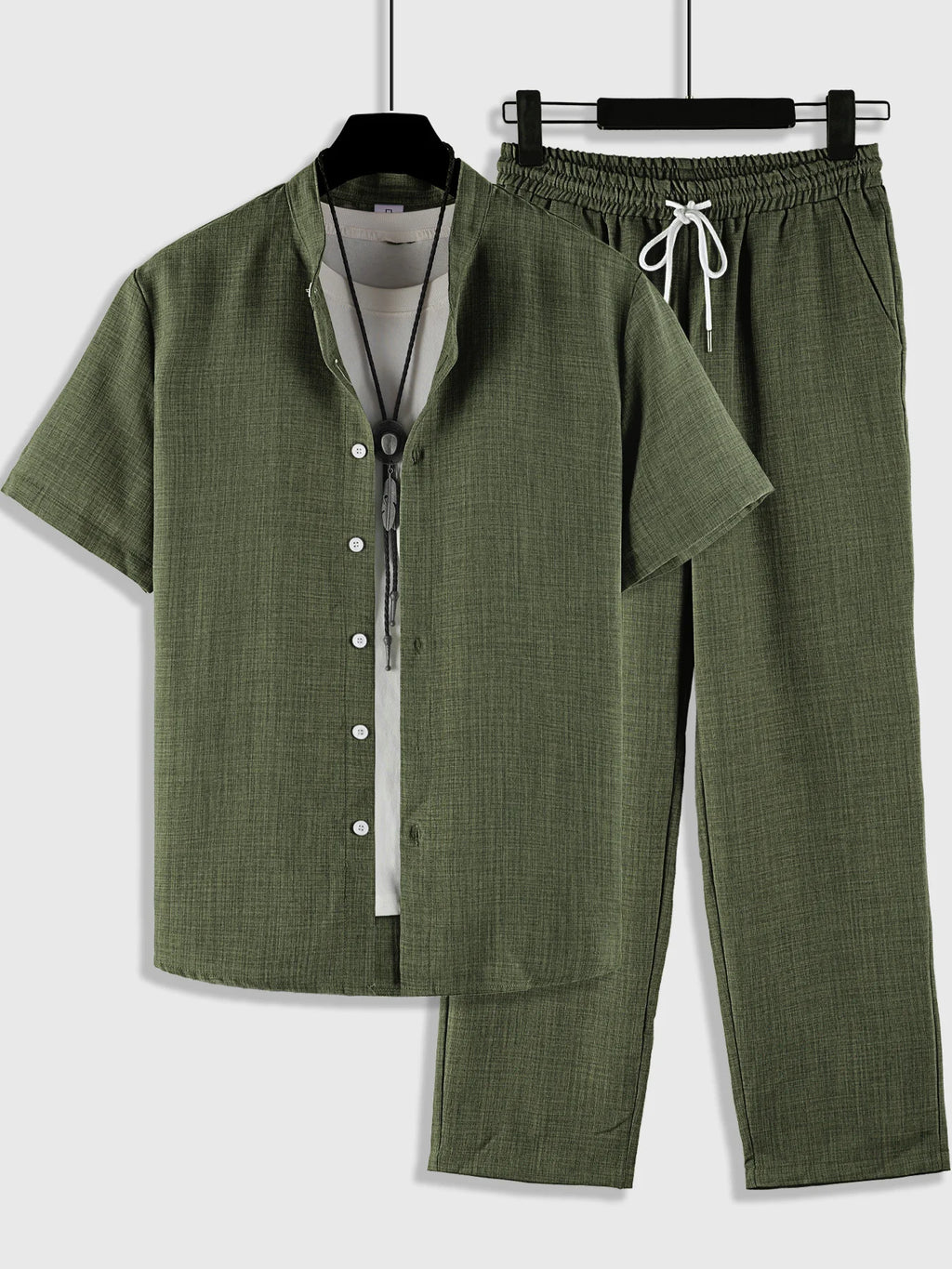 Ensemble homme chemise col montant et pantalon – CLEVI Paris