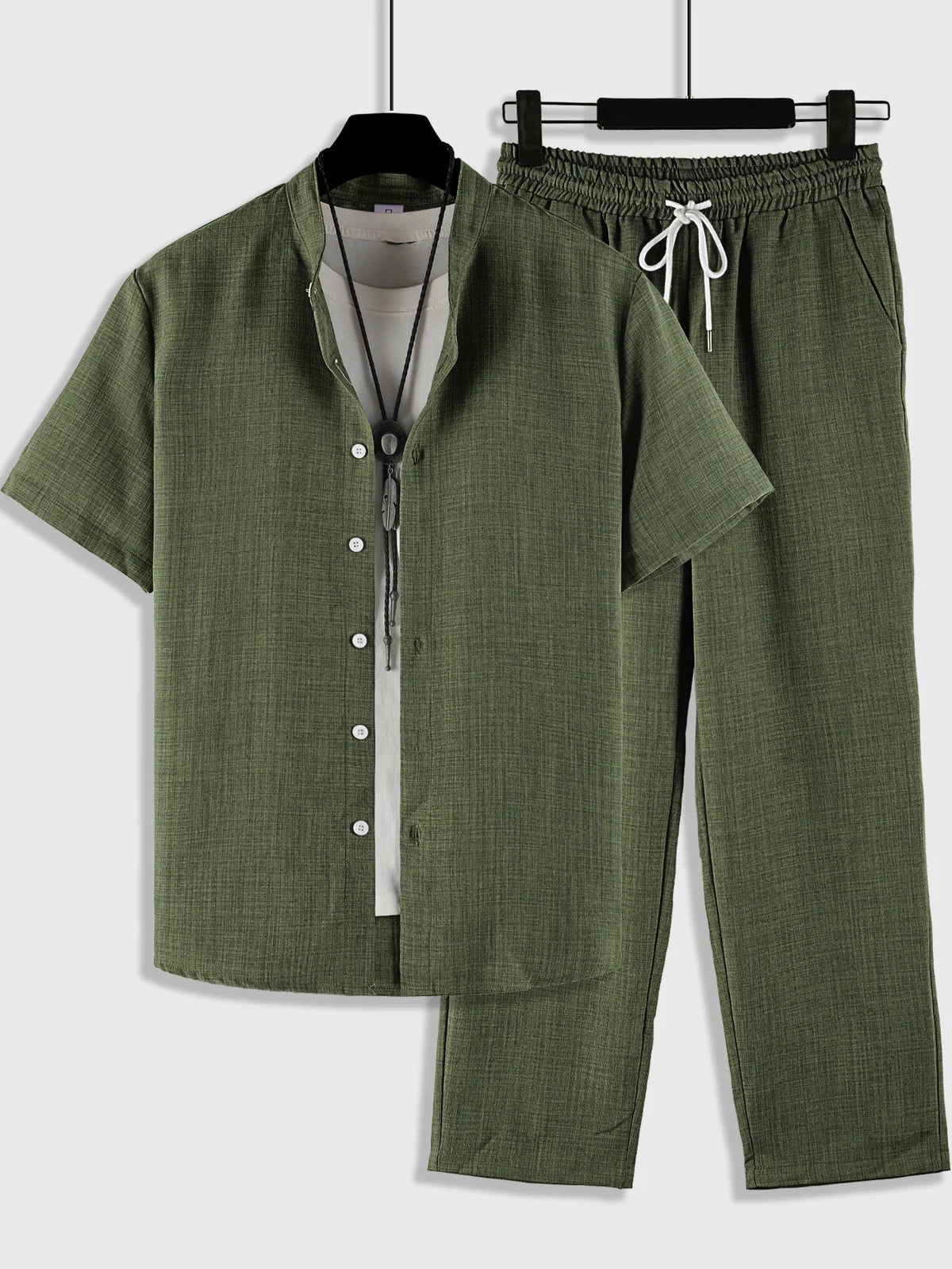 Ensemble homme chemise col montant et pantalon – CLEVI Paris