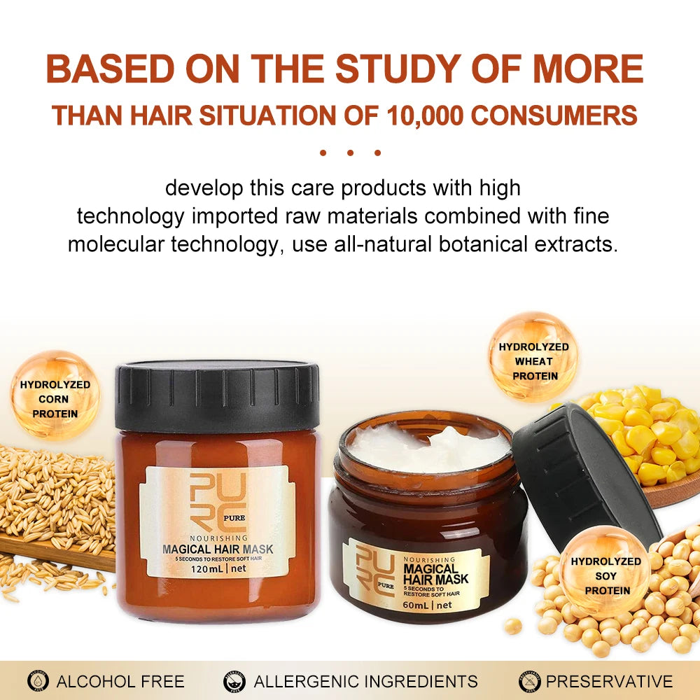 Masque Capillaire Magique PURC à l’Huile d’Argan | Réparation Intense | 60ml & 120ml – CLEVI Paris