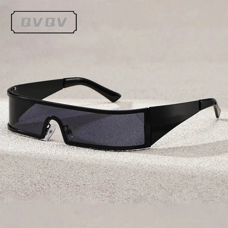 Lunettes de Soleil Steampunk QVQV – Monture Rectangulaire Y2K Unisexe