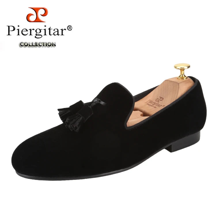 Loafers Homme Velours Slip-On Glands Faits Main Bout Rond Multicolore Soirée Banquet EU 37-50 Piergitar – CLEVI Paris