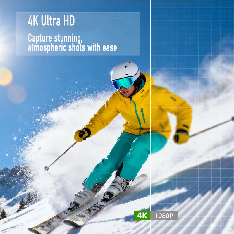 Action Cam 4K WiFi – Rotation 330°, Écran Tactile 1,72", Suivi de Visage, Vlog & Sport – CLEVI Paris