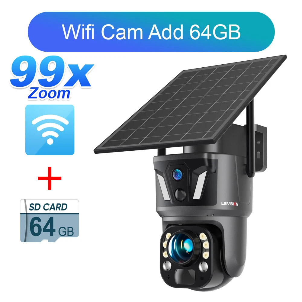 Caméra Solaire 8MP Zoom 99x PTZ 355° 4G/Wi-Fi Double Objectif PIR Suivi IA IR 40m IP66 UBox – CLEVI Paris