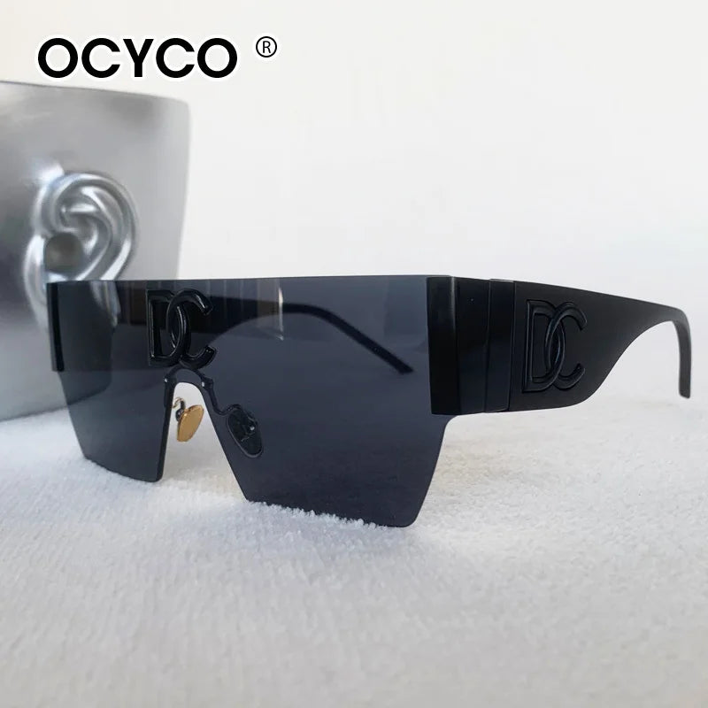 Lunettes de Soleil Oversize Sans Monture Vintage | UV400 Verres Dégradés Unisexe Tendance – CLEVI Paris