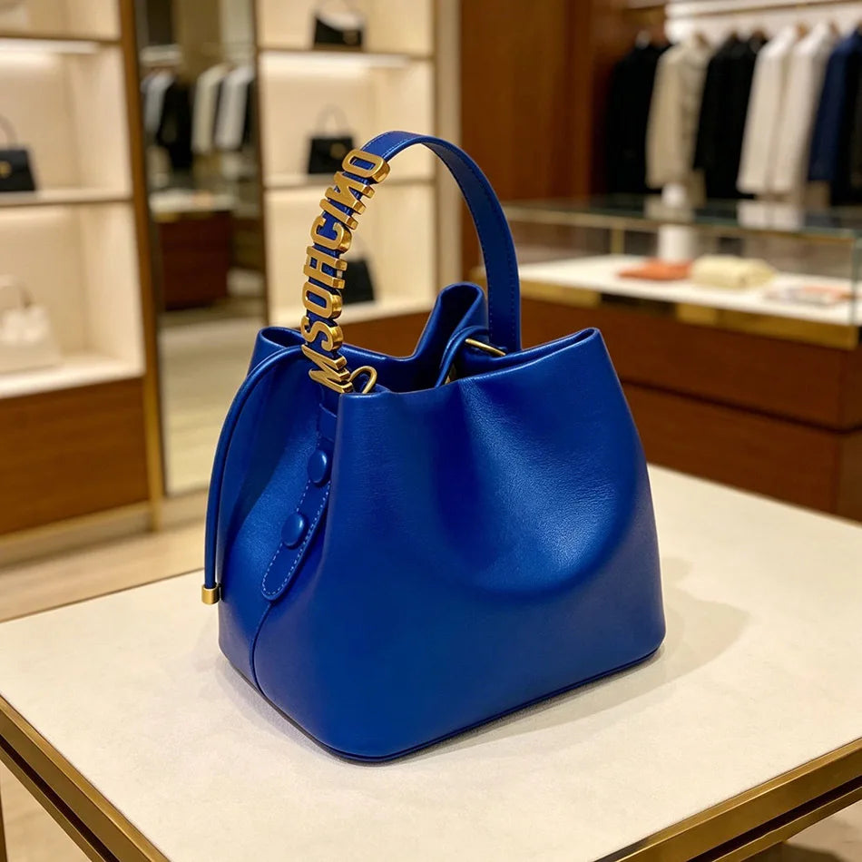 Mini Sac Seau Femme Simili Cuir Fermeture Cordon Lettre Dorée Bandoulière – CLEVI Paris