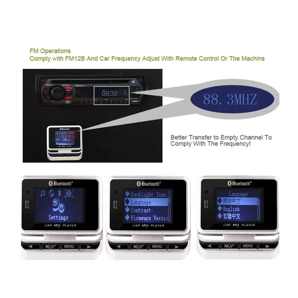 Émetteur FM Bluetooth Voiture – Lecteur MP3 Mains Libres Écran LCD Chargeur USB 12-24V – CLEVI Paris