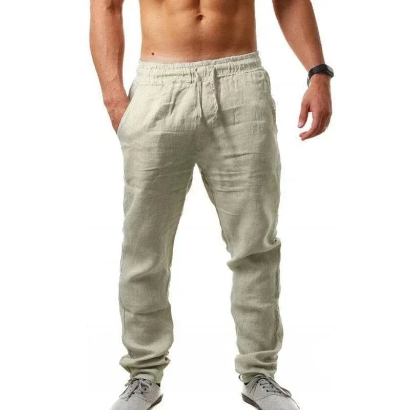Pantalon Lin Coton Homme – Coupe Large Casual Printemps Été