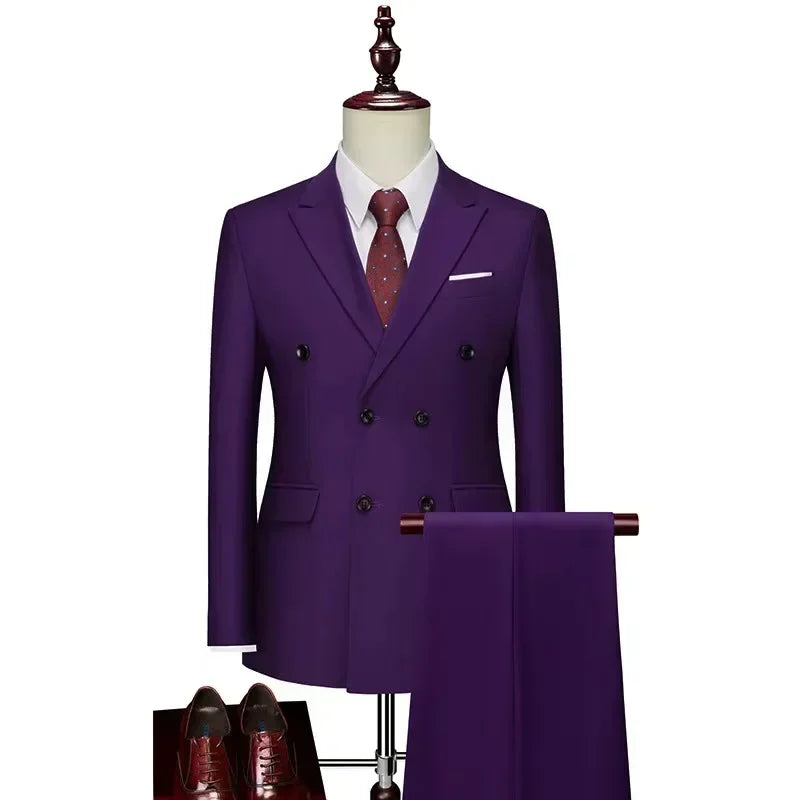 Costume Homme 2 Pièces Double Boutonnage Col Cranté Slim 17 Coloris Grande Taille Sur-Mesure – CLEVI Paris