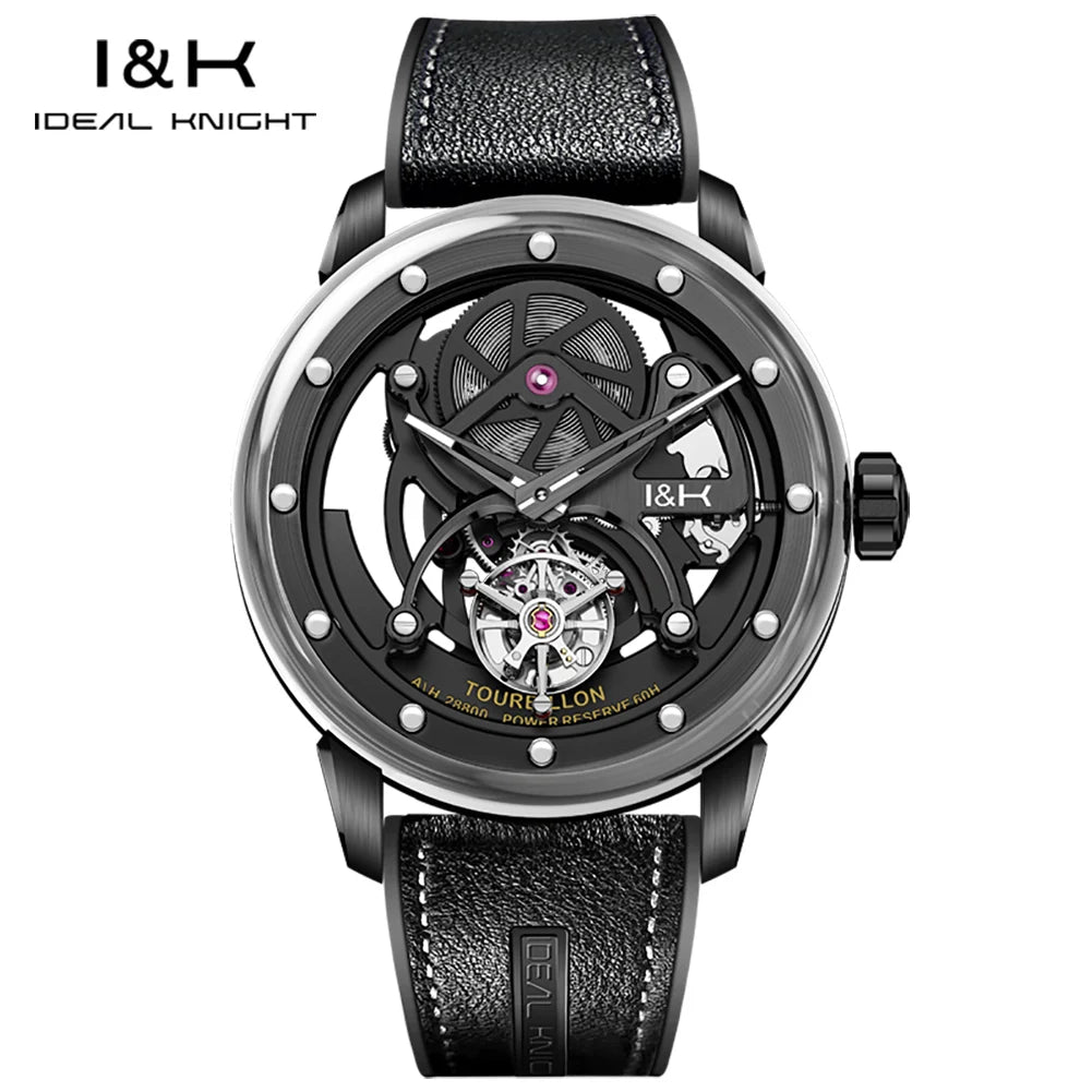 Montre Homme Mécanique Automatique Tourbillon Squelette Acier Inoxydable Verre Saphir Étanche – CLEVI Paris