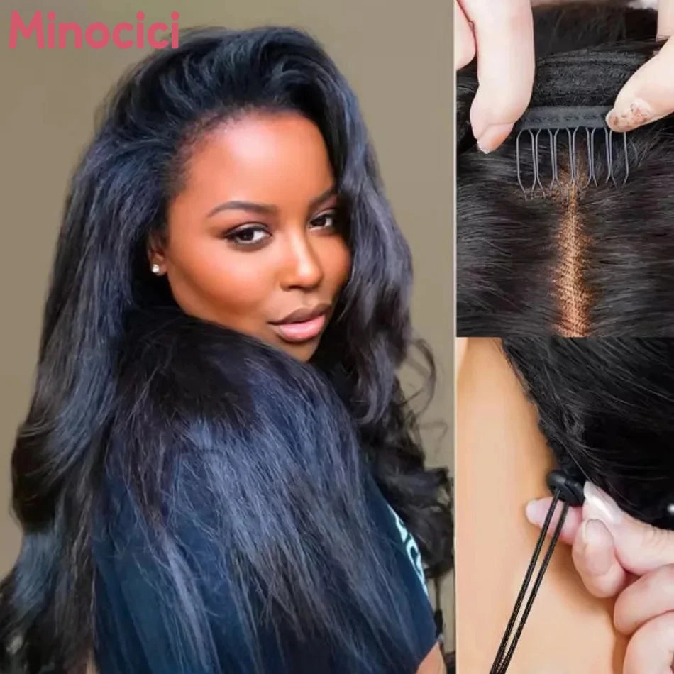 Half Wig Kinky Straight Cheveux Humains — CLEVI Paris