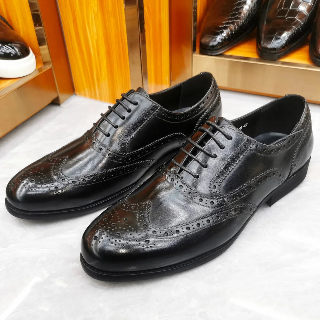 Oxford Brogue Wingtip Homme Cuir de Veau Véritable Imperméable | Business Mariage EU 39-46