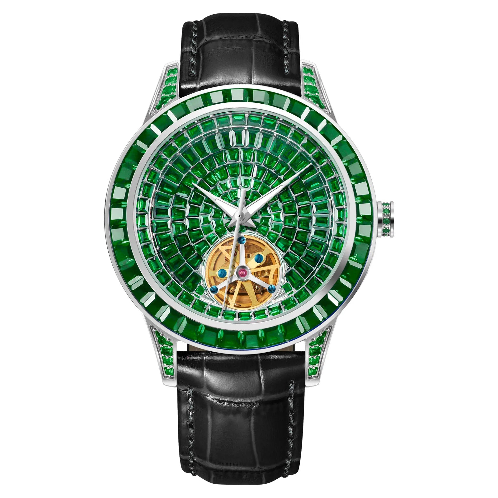 Montre HAEMMER 5037 – Tourbillon Automatique, Cadran Diamant, Bracelet Cuir, Verre Hardlex, Étanche 3 ATM – CLEVI Paris
