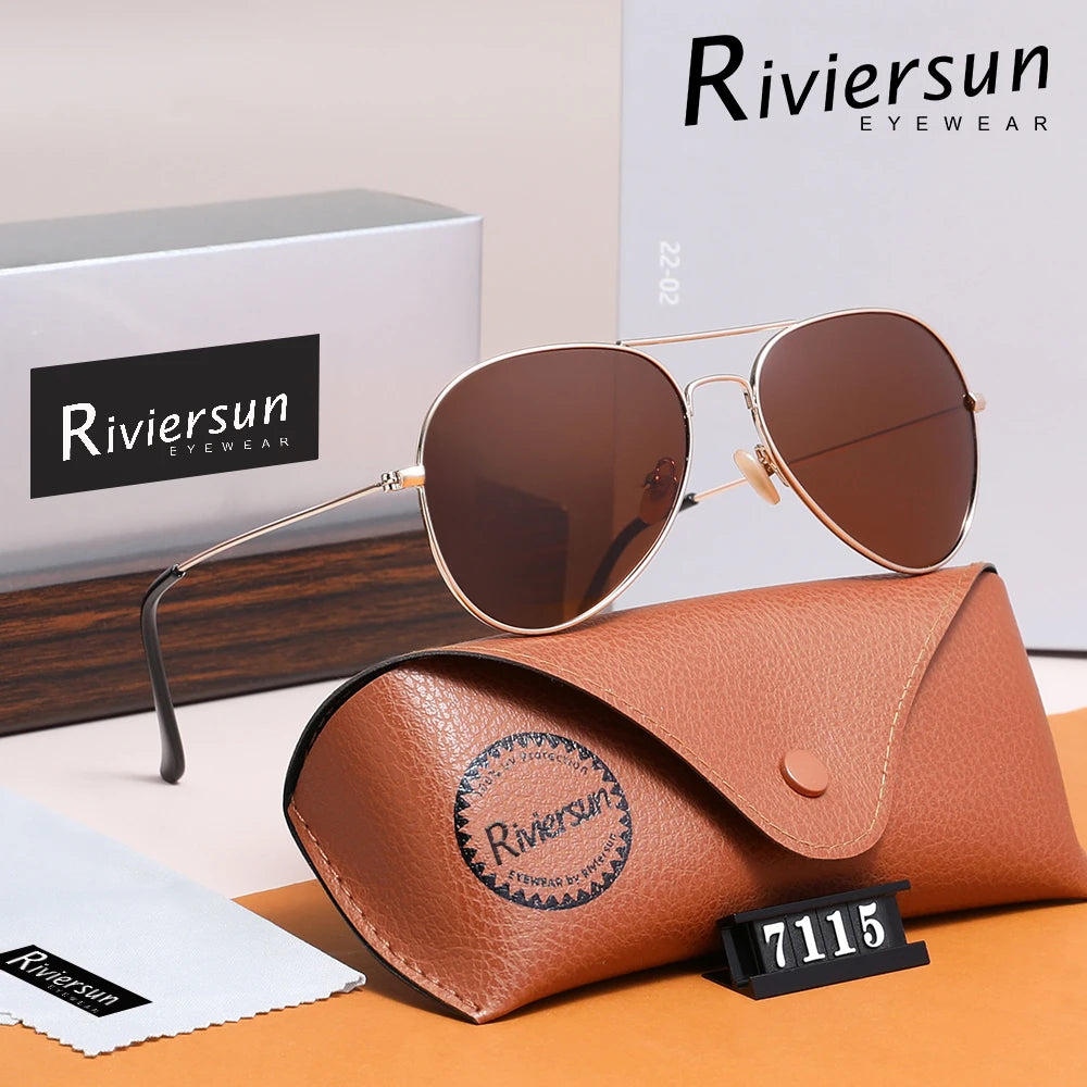 Lunettes de Soleil Aviateur Polarisées Unisexe RIVIERSUN – Monture Alliage Miroir UV400 – CLEVI Paris