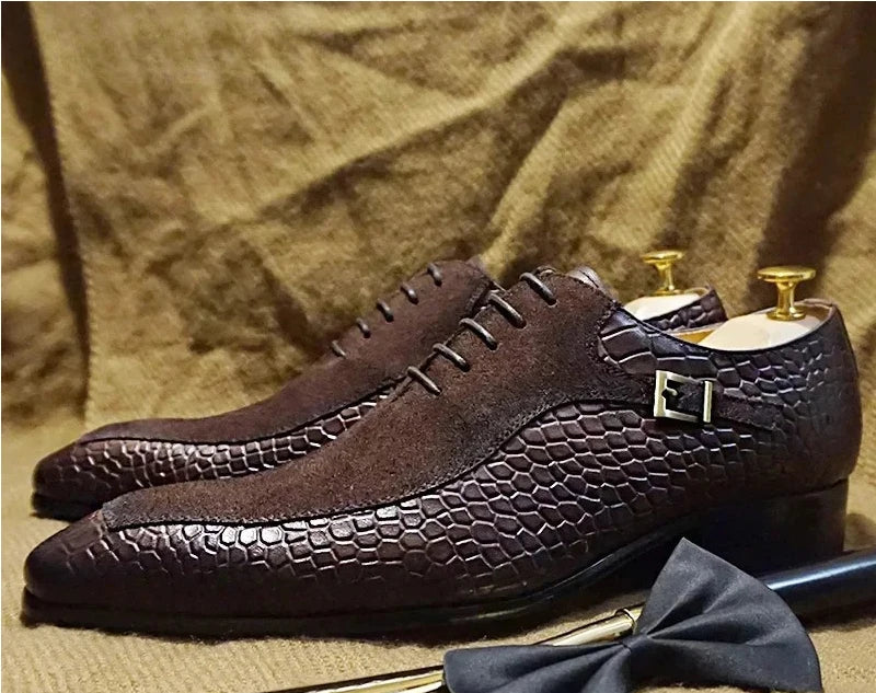 Oxford de Luxe Homme Cuir Véritable Bout Pointu Boucle | Noir & Marron – CLEVI Paris