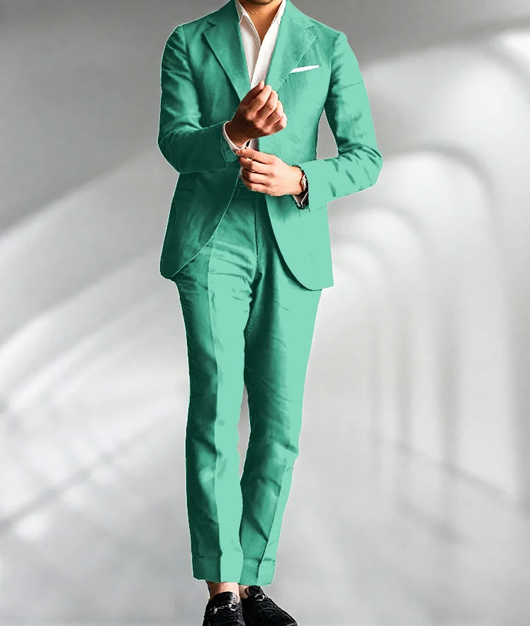 Costume Homme Mariage Slim Fit – Blazer & Pantalon Lin | 15 Coloris