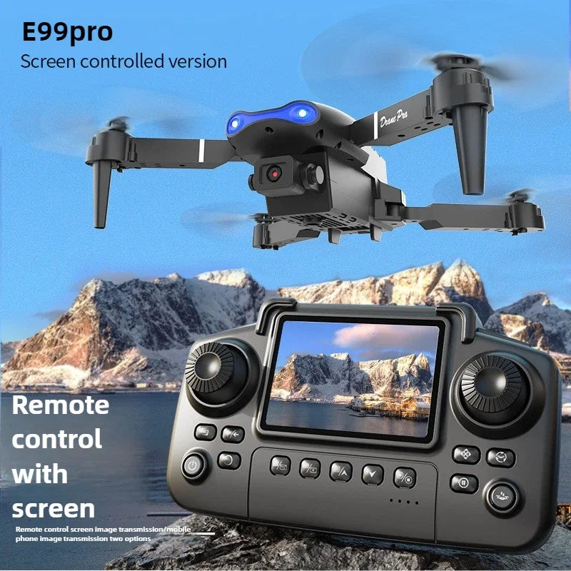 Drone E99 PRO 8K Double Caméra – Écran Télécommande, GPS, Brushless, Garde-Hélices & 12 Min de Vol – CLEVI Paris