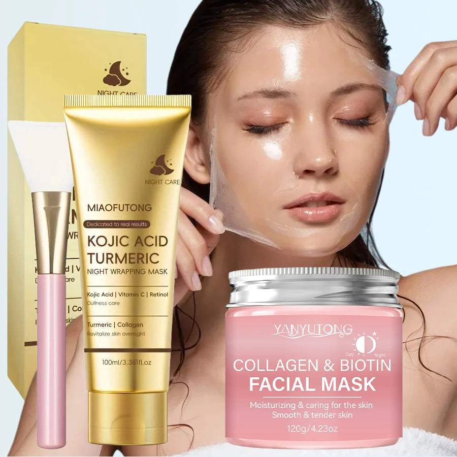 Masque Peel au Collagène & Biotine – Hydratation Profonde Jour & Nuit, Soin Éclatant