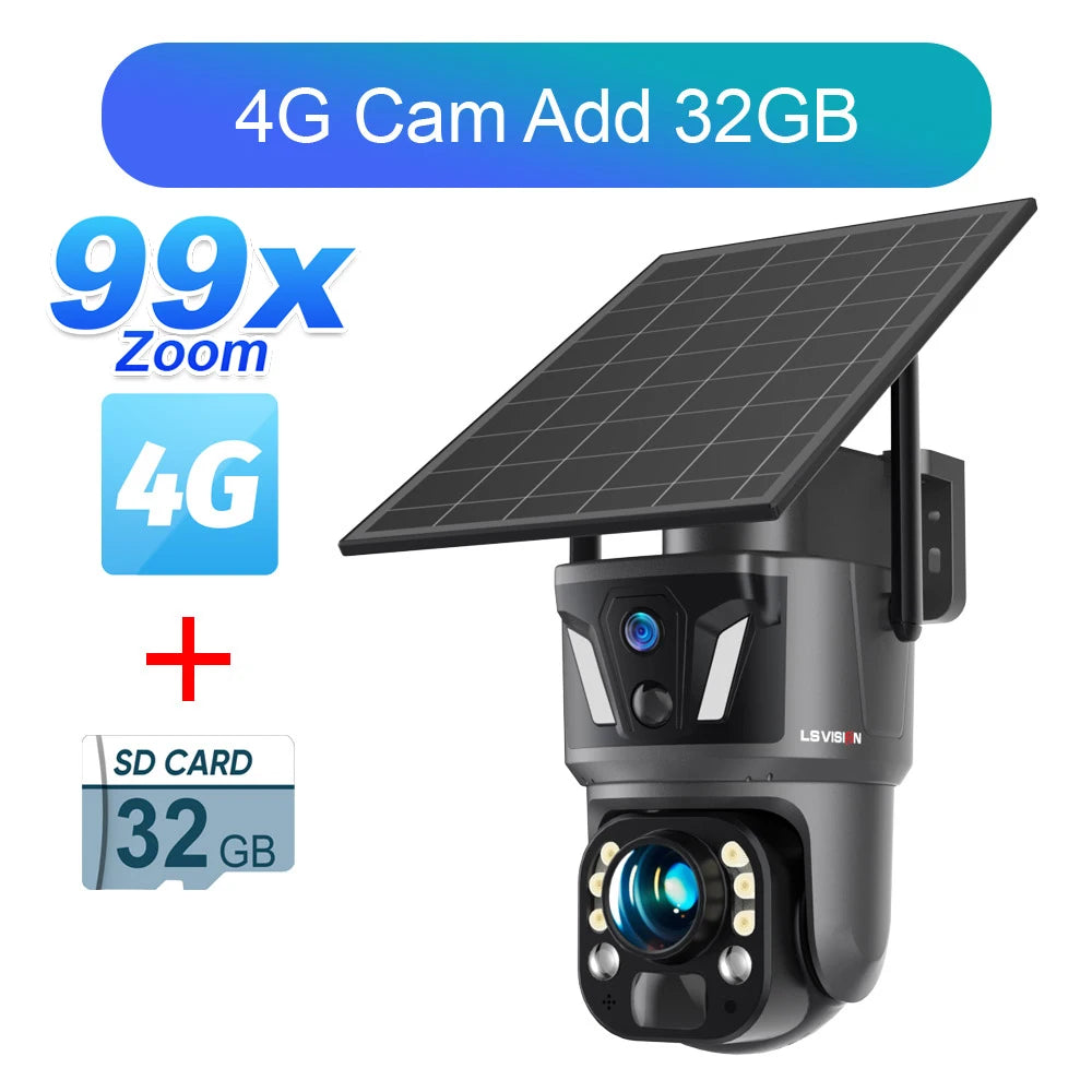 Caméra Solaire 8MP Zoom 99x PTZ 355° 4G/Wi-Fi Double Objectif PIR Suivi IA IR 40m IP66 UBox – CLEVI Paris
