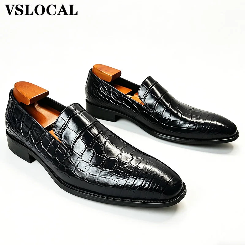 Mocassins Homme Luxe Cuir Véritable Imprimé Crocodile Slip-On – CLEVI Paris