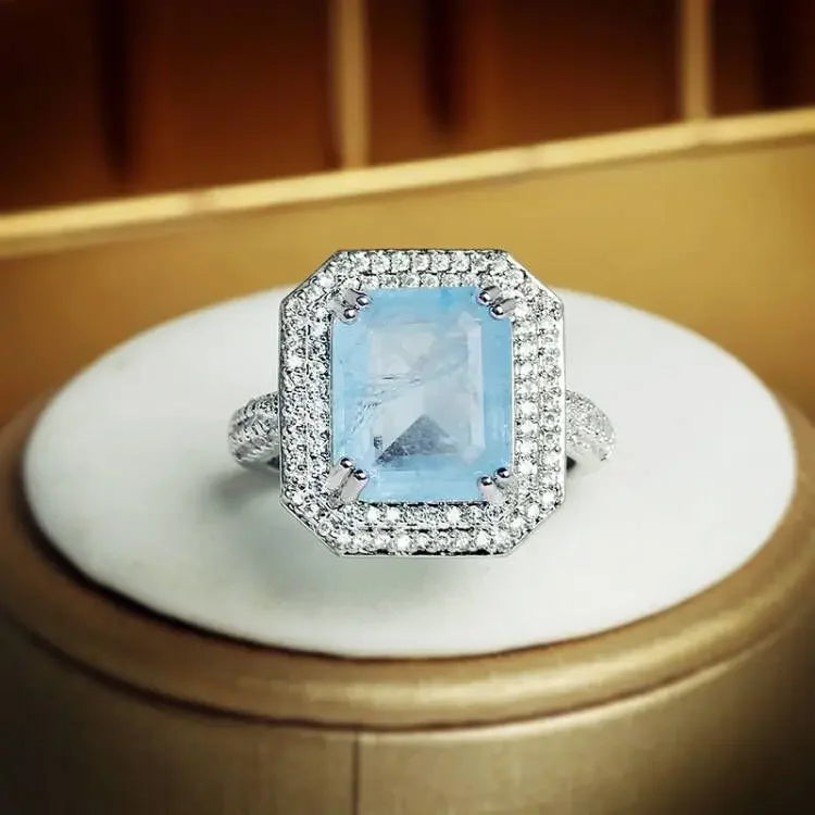 Bague Zircon Paraiba Rose Bleu Vert | Argent 925 – CLEVI Paris