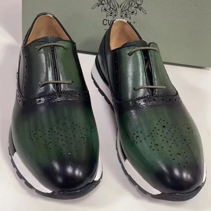 Sneakers Homme Cuir Véritable Brogue Oxford Respirant Lacets 6 Coloris – CLEVI Paris