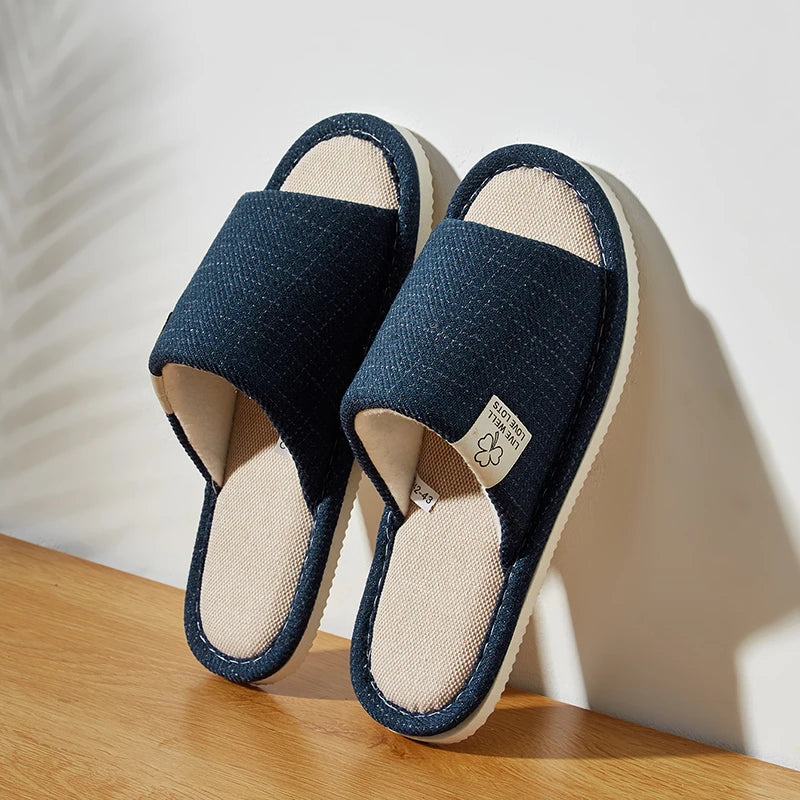 Chaussons Intérieur Homme Lin & EVA | Confortables, Respirants, Printemps & Automne, 4 Coloris – CLEVI Paris