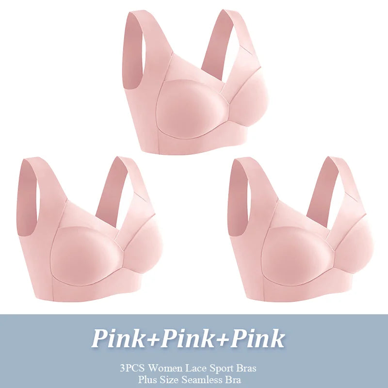 Lot de 3 Soutiens-Gorge Sport Sans Armature | Dentelle, Sans Coutures, Grande Taille – CLEVI Paris