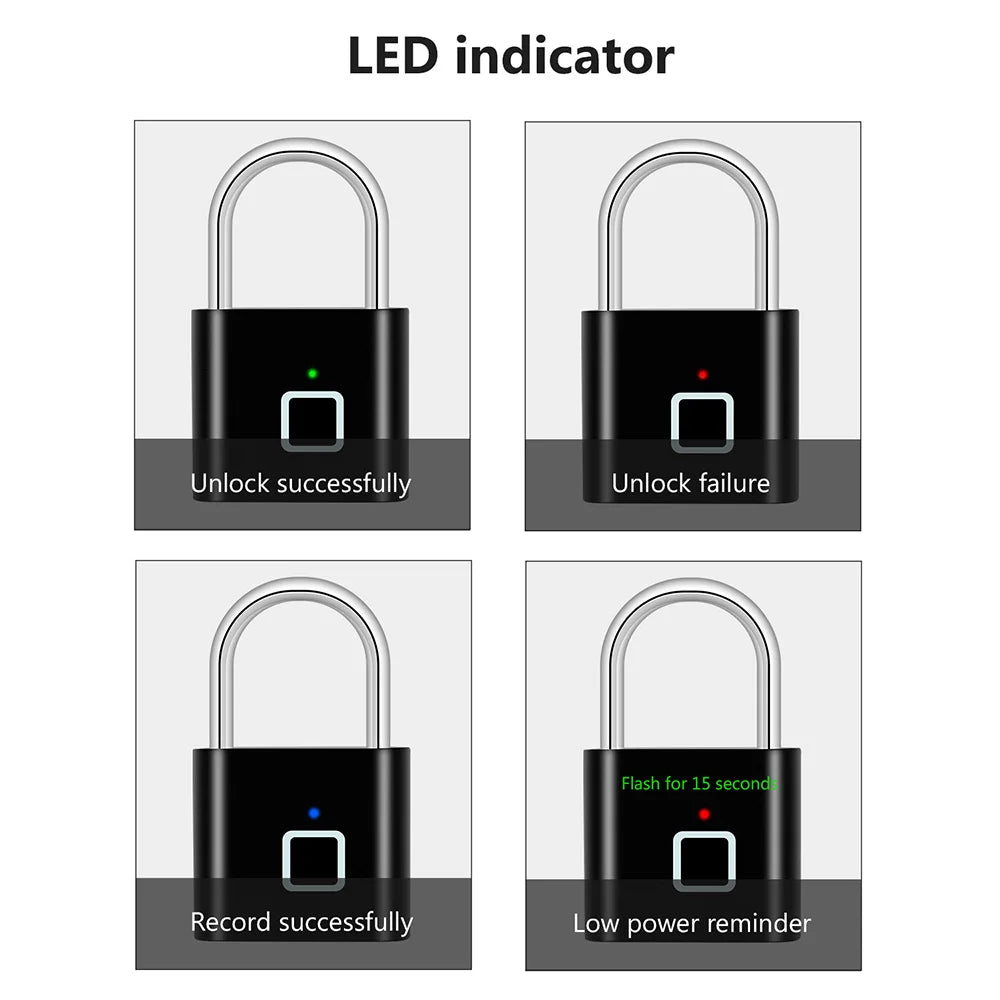 Cadenas Connecté Empreinte Digitale – Anti-Crochetage, Rechargeable, Gym / Bagage / Casier