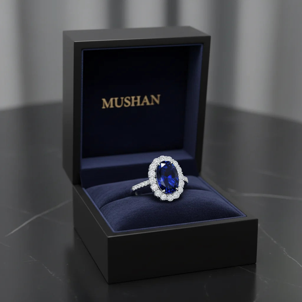 Bague Saphir Bleu HCD 4,4 Carats Ovale | Argent 925 – CLEVI Paris