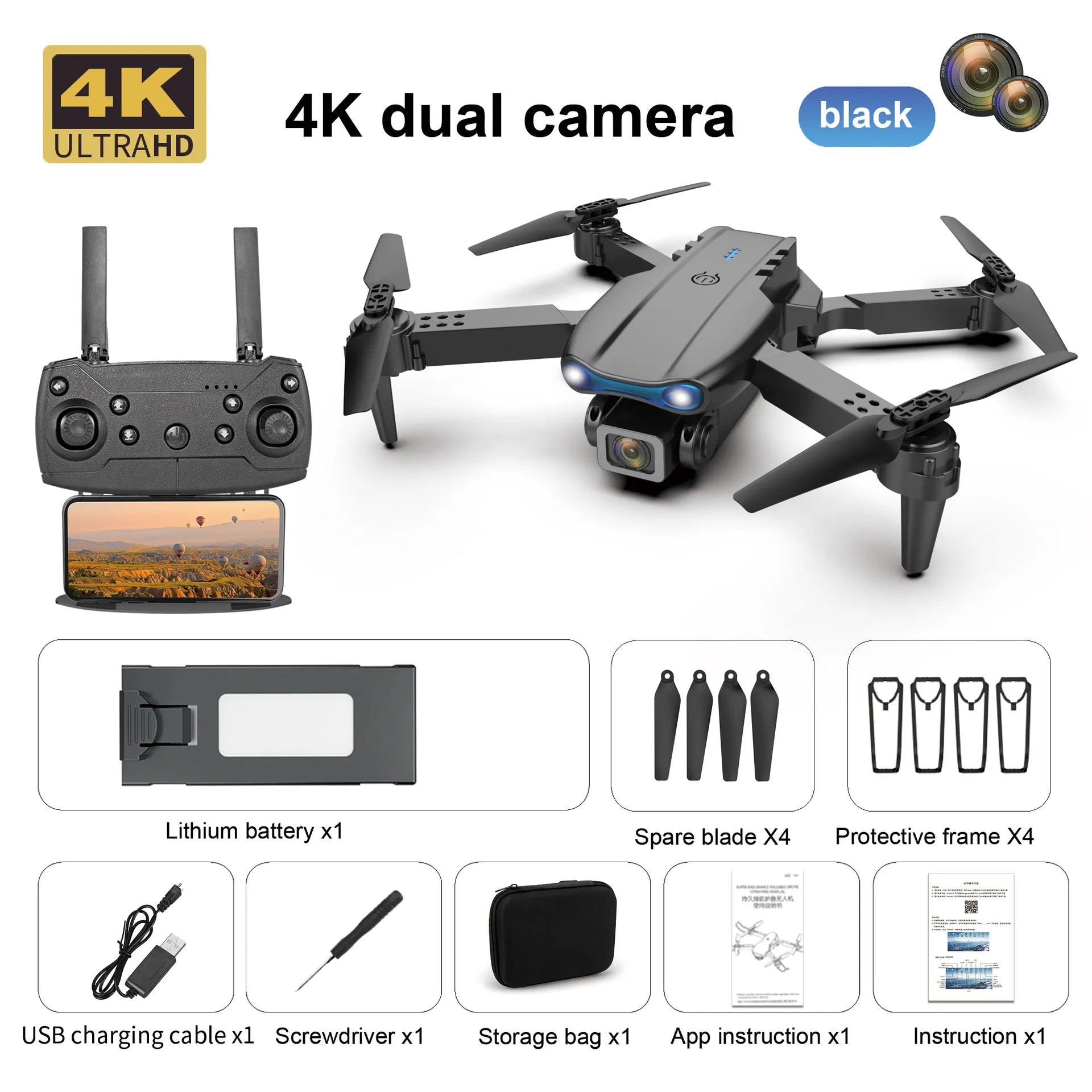 Mini Drone Pliable E99 4K WiFi – Double Caméra FPV, Décollage/Atterrissage Automatique & Gyroscope – CLEVI Paris