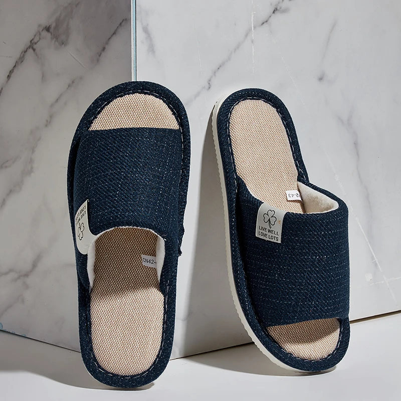 Chaussons Intérieur Homme Lin & EVA | Confortables, Respirants, Printemps & Automne, 4 Coloris – CLEVI Paris