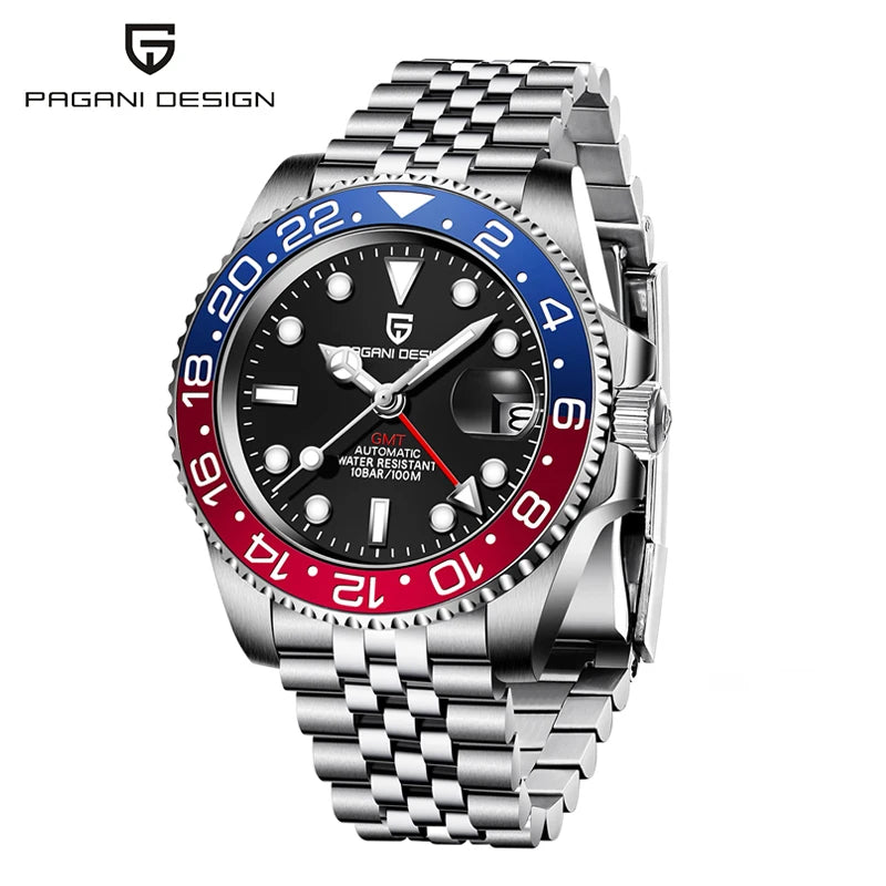 Montre GMT Automatique Homme Pagani Design PD-1662 Saphir Lunette Céramique 100m – CLEVI Paris
