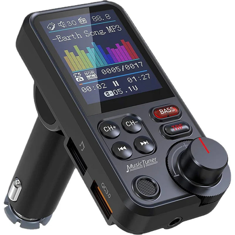 Émetteur FM Bluetooth Voiture – Charge Rapide QC3.0 Écran OLED Basses/Aigus MP3 AUX – CLEVI Paris